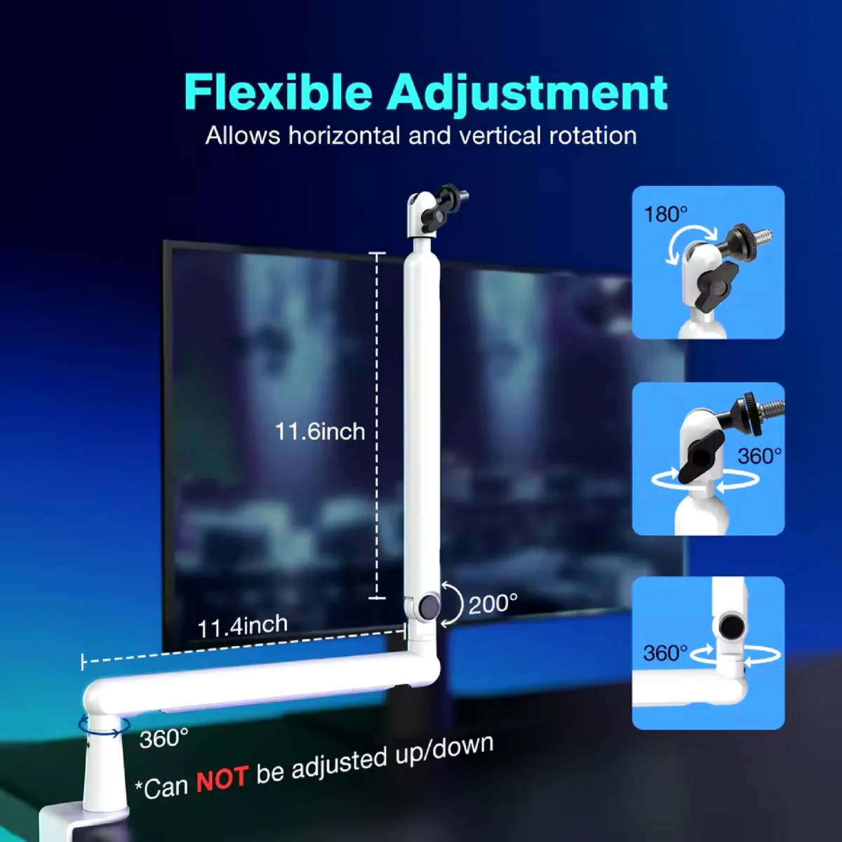 แขนจับไมค์ FIFINE BM88W LOW-PROFILE MICROPHONE ARM STAND WITH CABLE CHANNELING (White)
