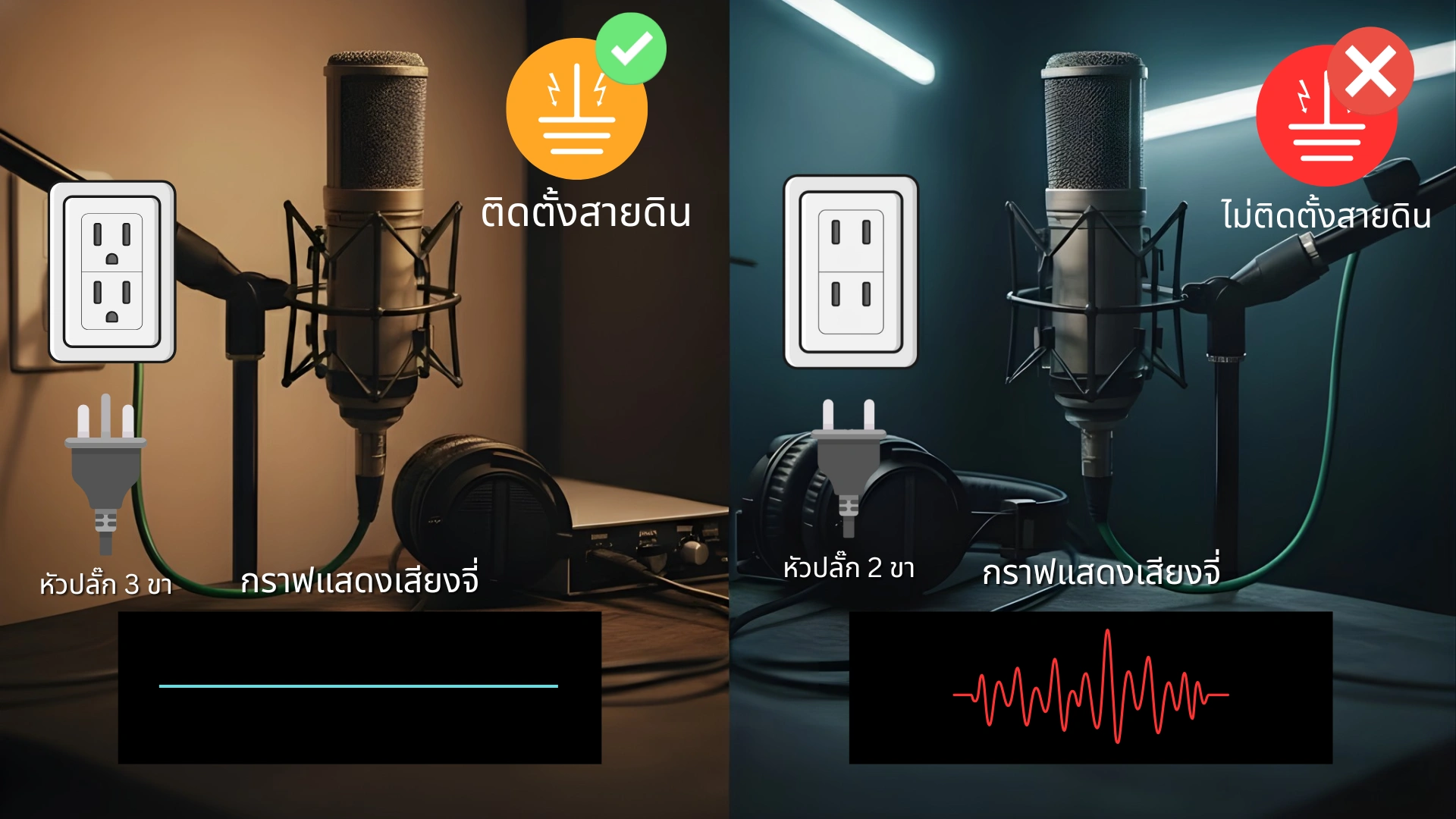 เสียงจี่ในไมโครโฟนและหูฟัง