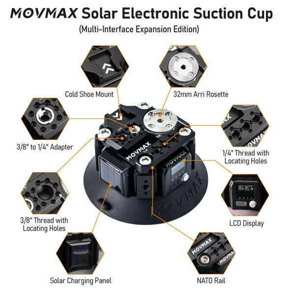 Movmax Solar Electronic Multi-Interface Suction Cup