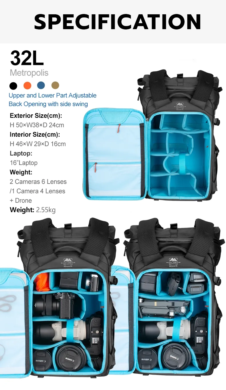 กระเป๋ากล้อง Summit Creative Metropolis Backpack Rolltop 32L